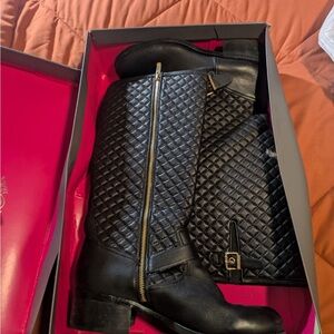 Vince Camuto Black Quilted Knee-High Boots